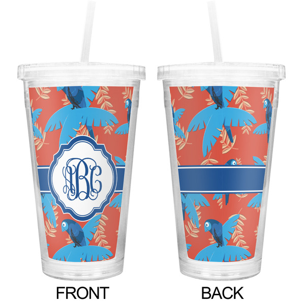 Blue Parrot Double Wall Tumbler with Straw - Approval