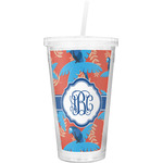 Blue Parrot Double Wall Tumbler with Straw (Personalized)
