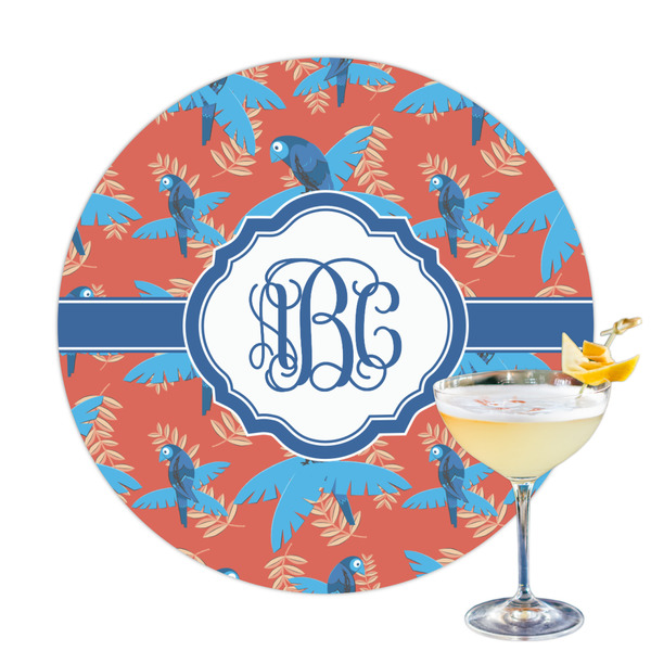 Custom Blue Parrot Printed Drink Topper (Personalized)