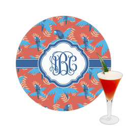 Blue Parrot Printed Drink Topper -  2.5" (Personalized)