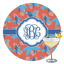 Blue Parrot Printed Drink Topper - 3.5" (Personalized)