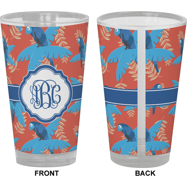 Blue Parrot Pint Glass - Full Color - Front & Back Views