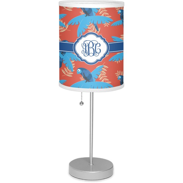 Custom Blue Parrot Lamp with Drum Shade (Personalized)