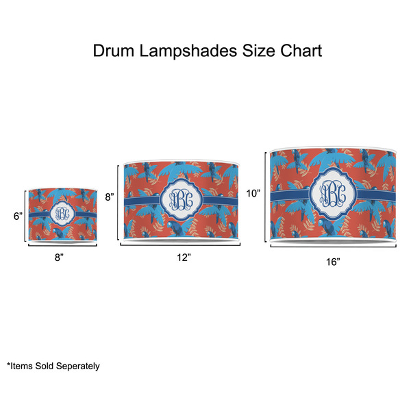 Blue Parrot Drum Lampshades - Sizing Chart