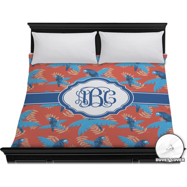 Custom Blue Parrot Duvet Cover - King (Personalized)