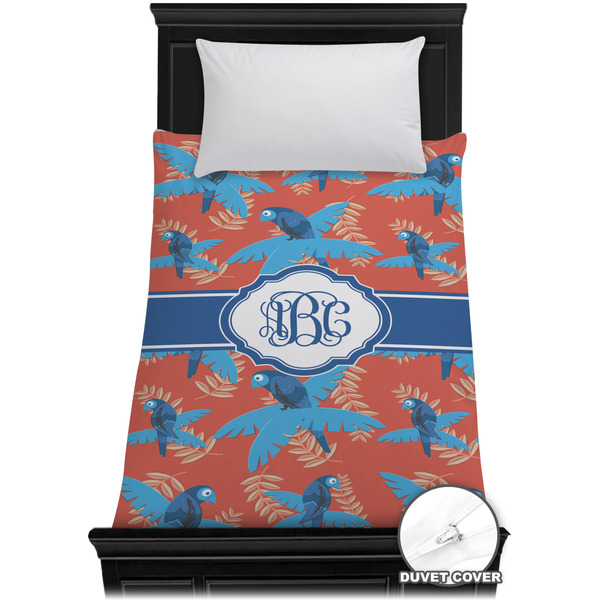 Custom Blue Parrot Duvet Cover - Twin XL (Personalized)