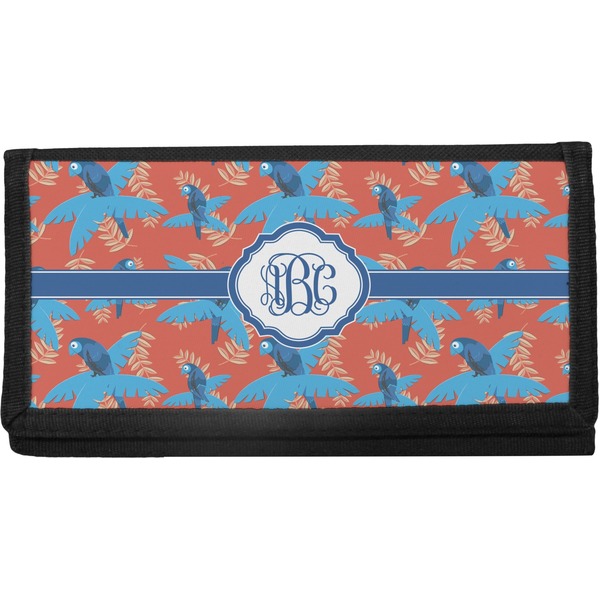 Custom Blue Parrot Canvas Checkbook Cover (Personalized)