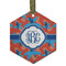 Blue Parrot Flat Glass Ornament - Hexagon w/ Monogram