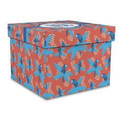 Blue Parrot Gift Box with Lid - Canvas Wrapped - Large (Personalized)