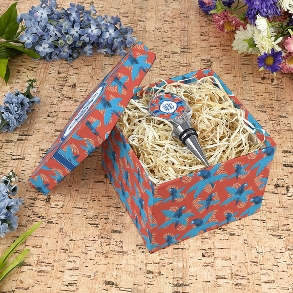 Blue Parrot Gift Boxes with Lid - Canvas Wrapped - Medium - In Context