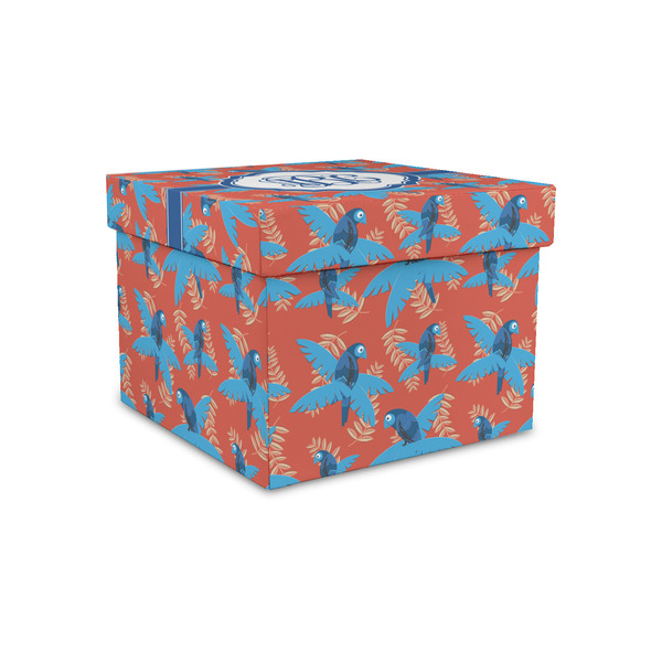 Custom Blue Parrot Gift Box with Lid - Canvas Wrapped - Small (Personalized)
