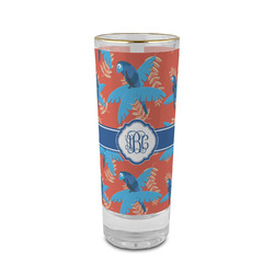 Blue Parrot 2 oz Shot Glass - Glass with Gold Rim (Personalized)