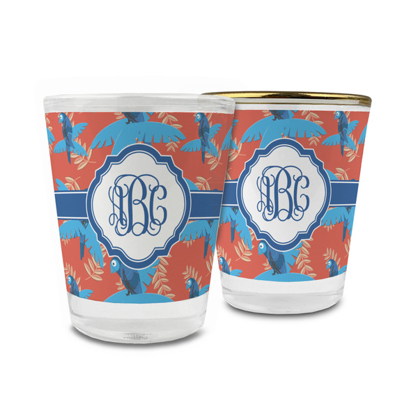 Custom Blue Parrot Glass Shot Glass - 1.5 oz (Personalized)