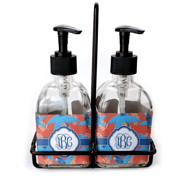 Custom Blue Parrot Glass Soap & Lotion Bottles (Personalized)
