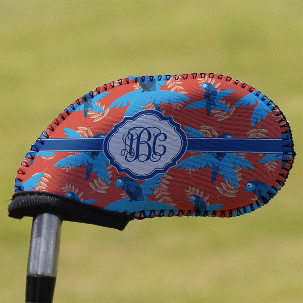 Custom Blue Parrot Golf Club Iron Cover (Personalized)