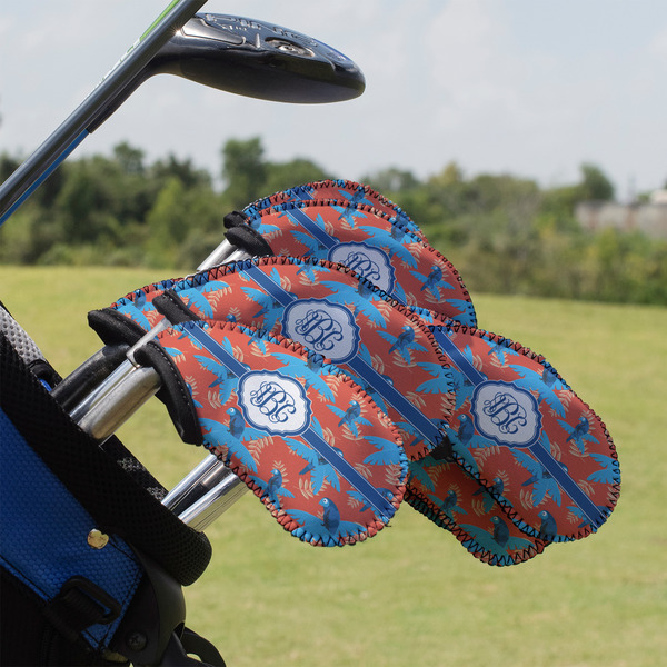 Custom Blue Parrot Golf Club Iron Cover - Set of 9 (Personalized)