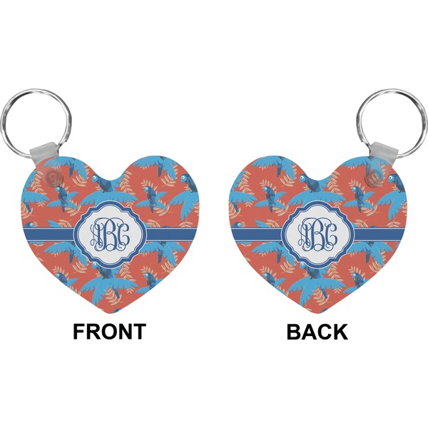 Blue Parrot Heart Keychain (Front + Back)