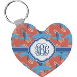 Blue Parrot Heart Plastic Keychain w/ Monogram
