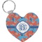 Blue Parrot Heart Plastic Keychain w/ Monogram