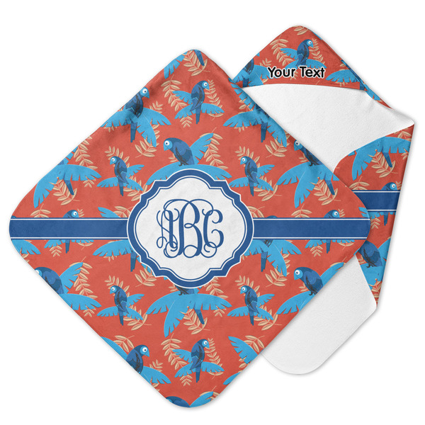Custom Blue Parrot Hooded Baby Towel (Personalized)