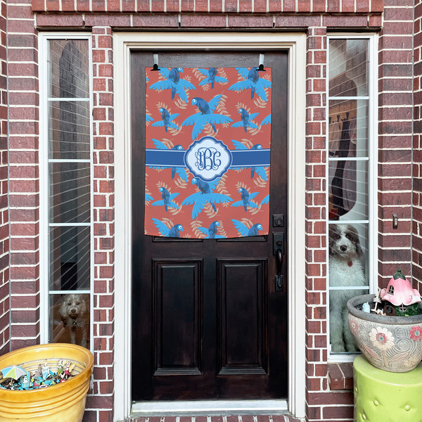 Blue Parrot House Flags - Double Sided - (Over the door) LIFESTYLE
