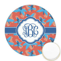 Blue Parrot Printed Cookie Topper - Round (Personalized)