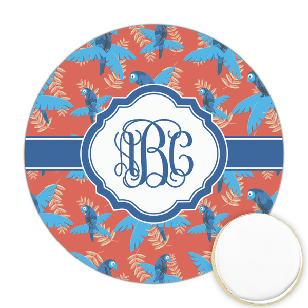 Custom Blue Parrot Printed Cookie Topper - 2.5" (Personalized)