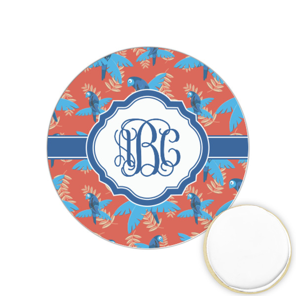 Custom Blue Parrot Printed Cookie Topper - 1.25" (Personalized)