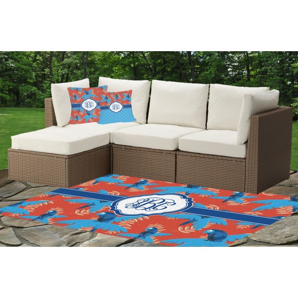 Blue Parrot Outdoor Mat & Cushions