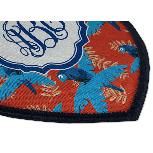 Blue Parrot Iron on Shield 3 Detail