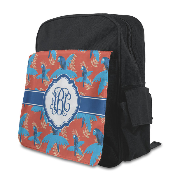 Custom Blue Parrot Preschool Backpack (Personalized)