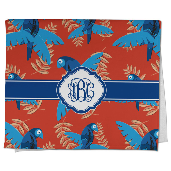 Custom Blue Parrot Kitchen Towel - Poly Cotton w/ Monograms