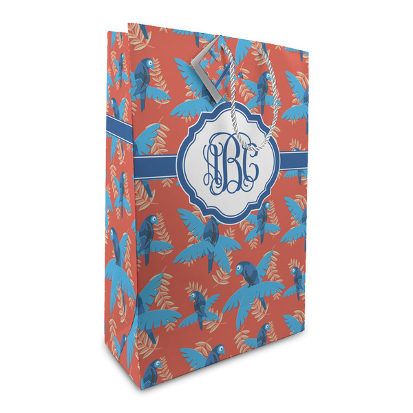 Custom Blue Parrot Large Gift Bag (Personalized)
