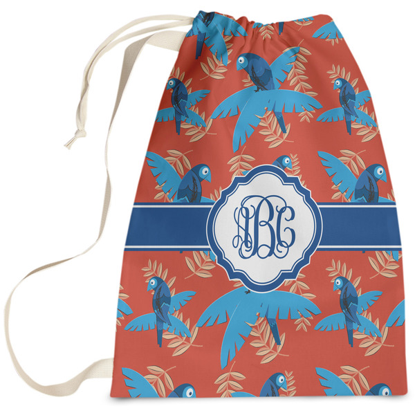 Custom Blue Parrot Laundry Bag - Large (Personalized)