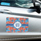 Blue Parrot Large Rectangle Car Magnets- In Context
