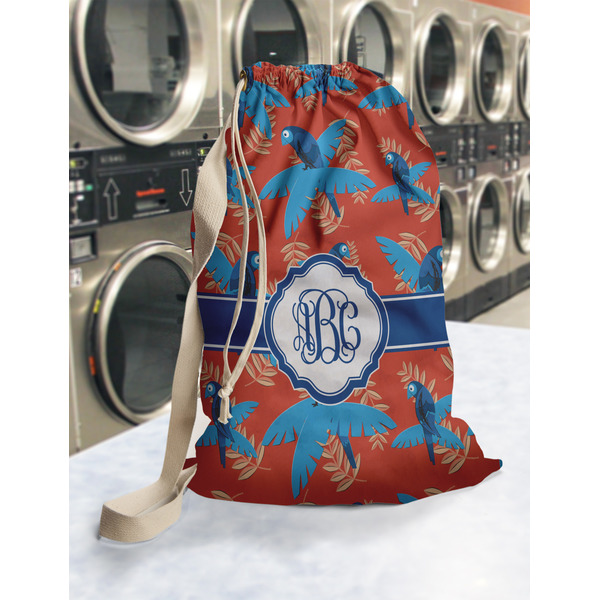 Blue Parrot Laundry Bag in Laundromat