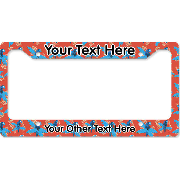 Custom Blue Parrot License Plate Frame - Style B (Personalized)