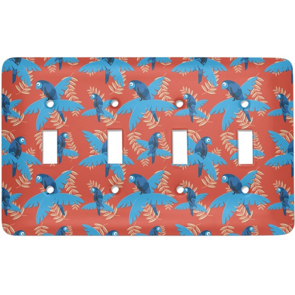 Custom Blue Parrot Light Switch Cover (4 Toggle Plate)