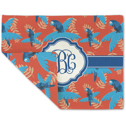 Blue Parrot Double-Sided Linen Placemat - Single w/ Monogram