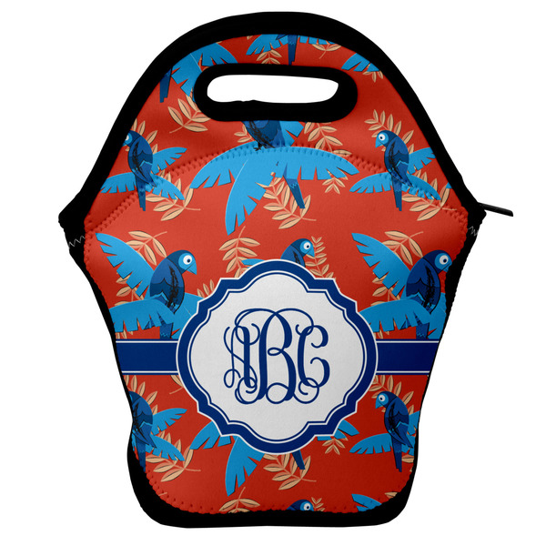 Custom Blue Parrot Lunch Bag w/ Monogram