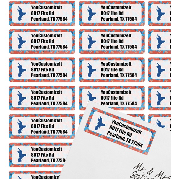 Blue Parrot Mailing Label on Envelope - Multiple Labels