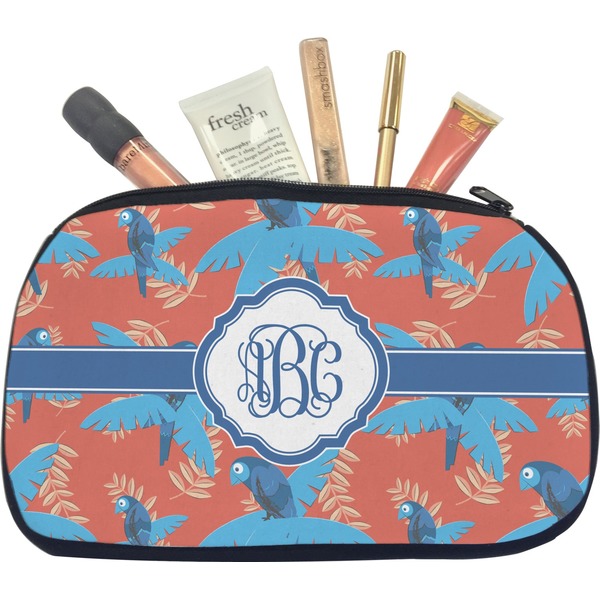 Custom Blue Parrot Makeup / Cosmetic Bag - Medium (Personalized)