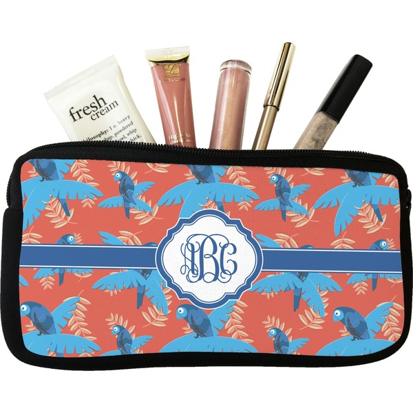 Custom Blue Parrot Makeup / Cosmetic Bag (Personalized)