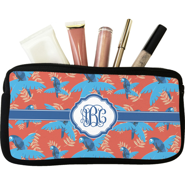 Custom Blue Parrot Makeup / Cosmetic Bag - Small (Personalized)