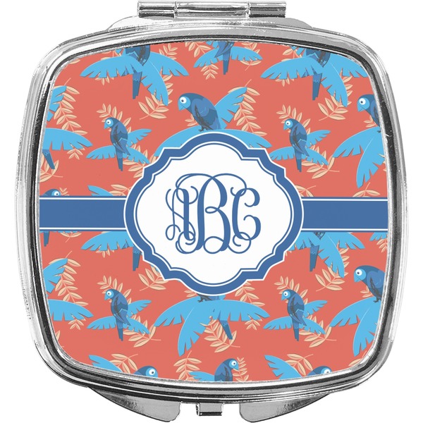 Custom Blue Parrot Compact Makeup Mirror (Personalized)