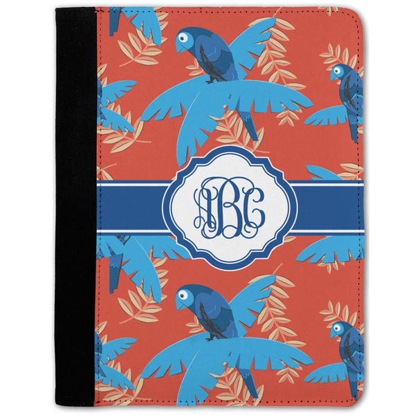 Custom Blue Parrot Notebook Padfolio - Medium w/ Monogram