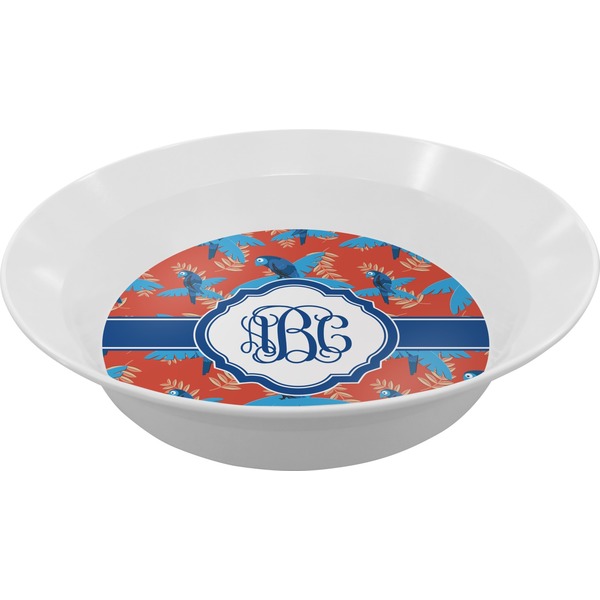 Custom Blue Parrot Melamine Bowl (Personalized)