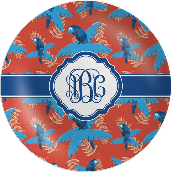 Custom Blue Parrot Melamine Plate (Personalized)