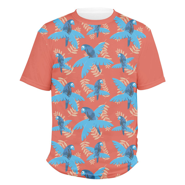Custom Blue Parrot Men's Crew T-Shirt - Large