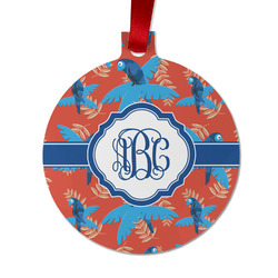 Blue Parrot Metal Ball Ornament - Double Sided w/ Monogram